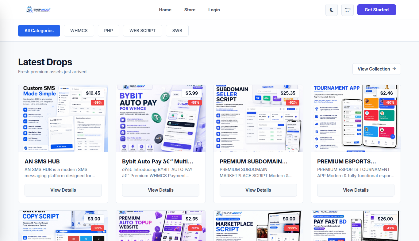 SHOP ANDEV — live website preview